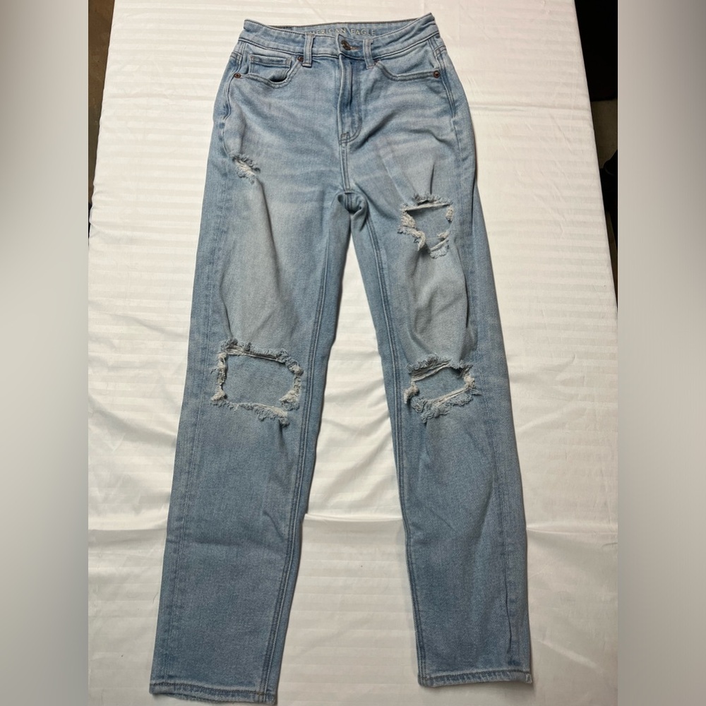 American Eagle mom jeans, distressed, size 00 regular